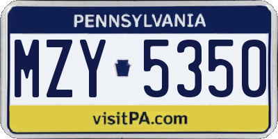 PA license plate MZY5350