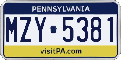PA license plate MZY5381