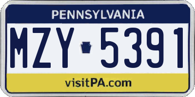 PA license plate MZY5391