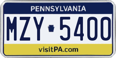 PA license plate MZY5400