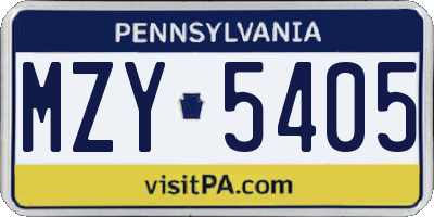 PA license plate MZY5405