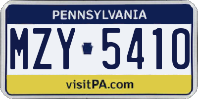 PA license plate MZY5410