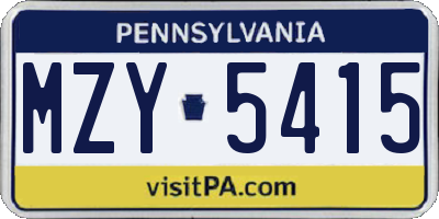 PA license plate MZY5415