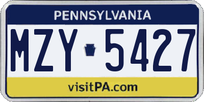PA license plate MZY5427