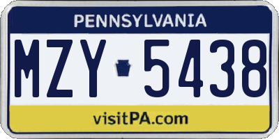 PA license plate MZY5438
