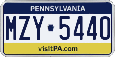 PA license plate MZY5440