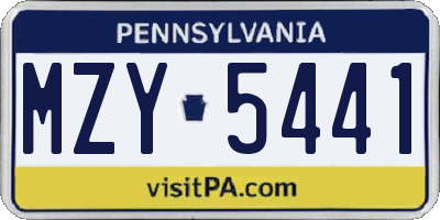 PA license plate MZY5441