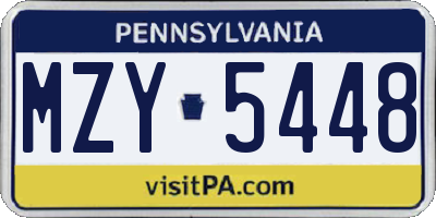 PA license plate MZY5448