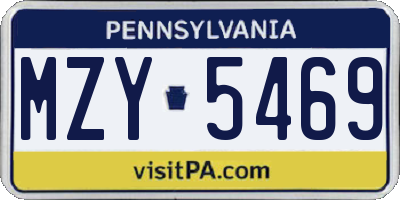 PA license plate MZY5469