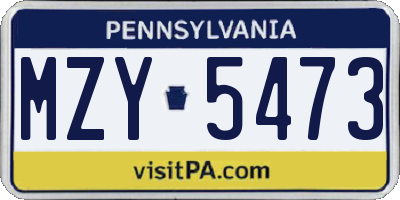 PA license plate MZY5473