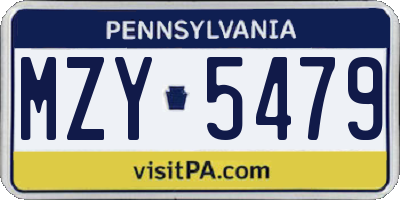 PA license plate MZY5479