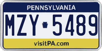 PA license plate MZY5489