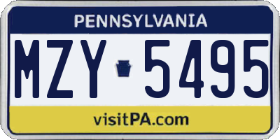 PA license plate MZY5495