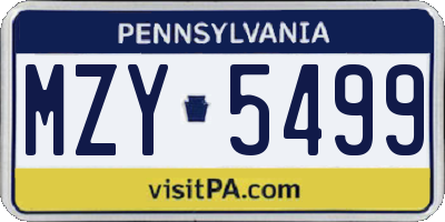 PA license plate MZY5499
