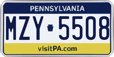 PA license plate MZY5508