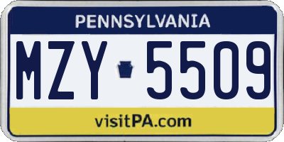 PA license plate MZY5509