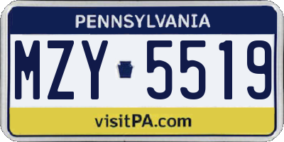 PA license plate MZY5519