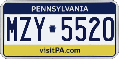 PA license plate MZY5520