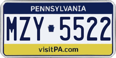 PA license plate MZY5522