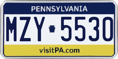 PA license plate MZY5530