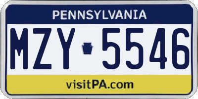 PA license plate MZY5546