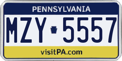 PA license plate MZY5557