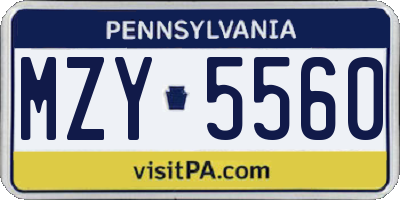 PA license plate MZY5560