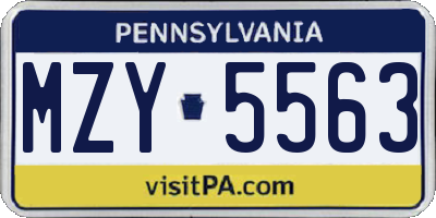 PA license plate MZY5563