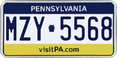 PA license plate MZY5568