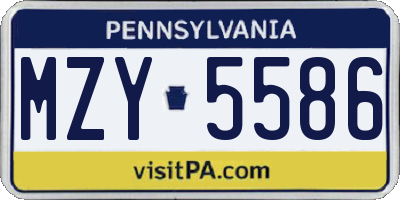 PA license plate MZY5586