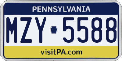 PA license plate MZY5588