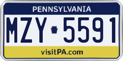 PA license plate MZY5591