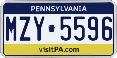 PA license plate MZY5596