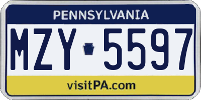 PA license plate MZY5597