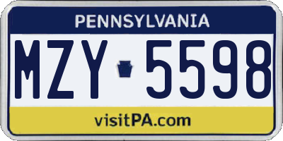PA license plate MZY5598