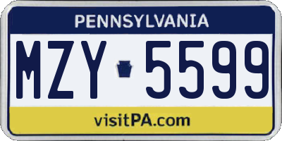 PA license plate MZY5599