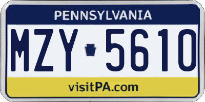 PA license plate MZY5610