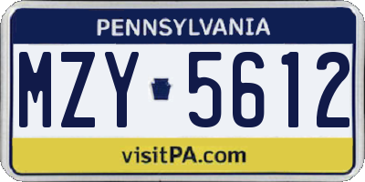 PA license plate MZY5612
