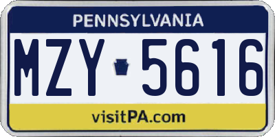 PA license plate MZY5616