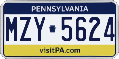 PA license plate MZY5624