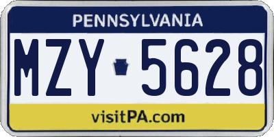 PA license plate MZY5628