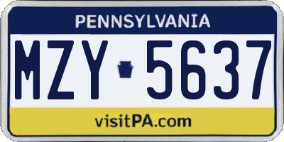 PA license plate MZY5637