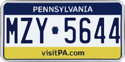 PA license plate MZY5644