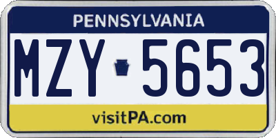 PA license plate MZY5653