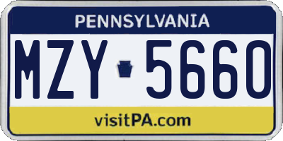 PA license plate MZY5660