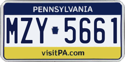 PA license plate MZY5661