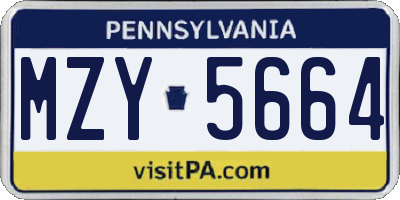 PA license plate MZY5664