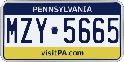 PA license plate MZY5665