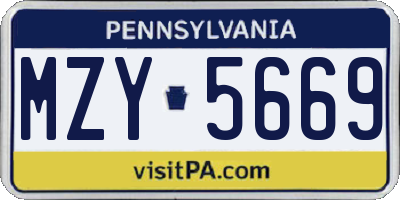 PA license plate MZY5669