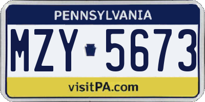 PA license plate MZY5673